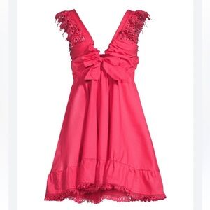 B2 Peixoto Farrah Lace 100% Cotton Mini‎ Dress Fuchsia Lined